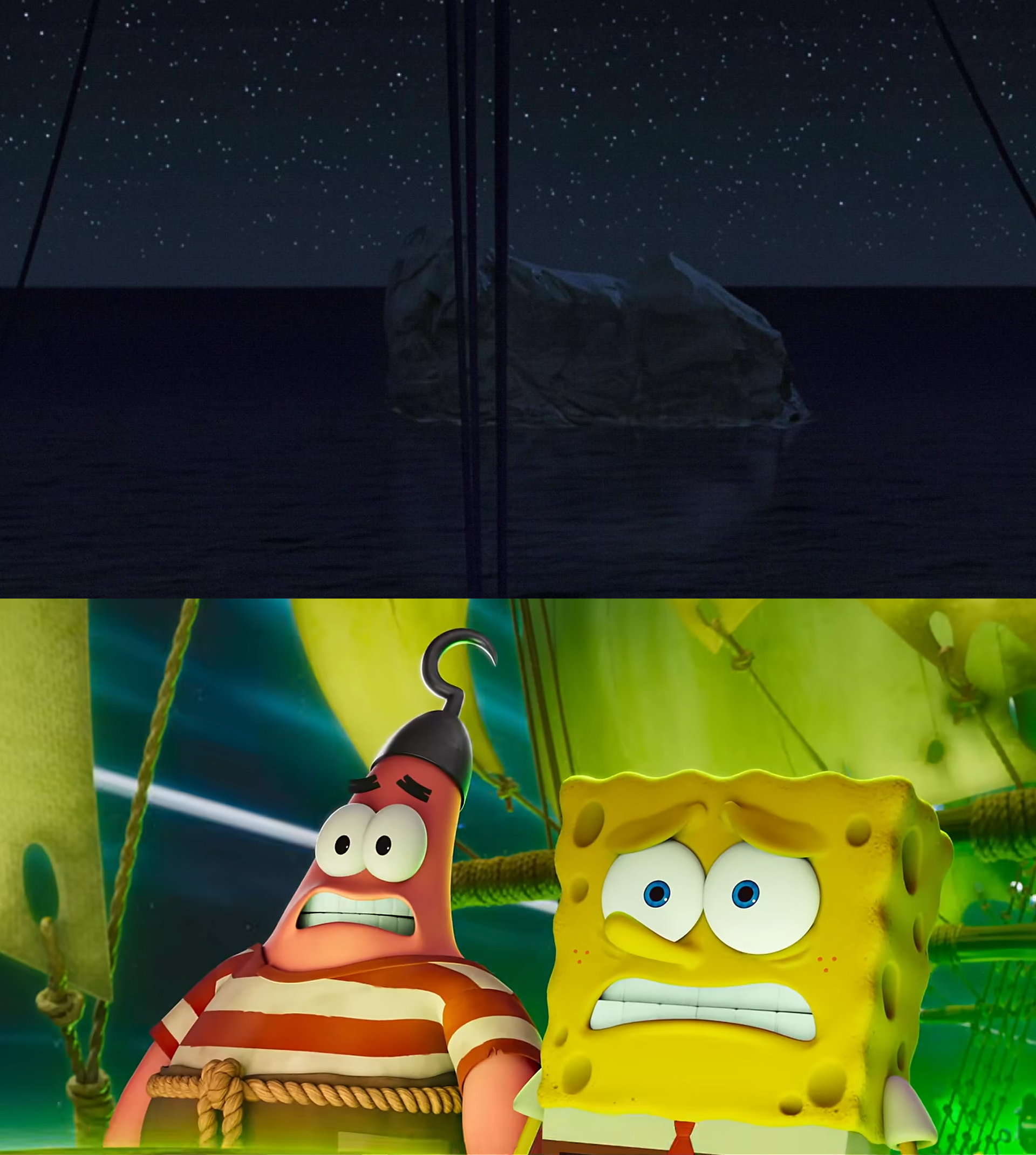 Patrick. See Spongebob and Patrick see Iceberg by MnstrFrc on DeviantArt