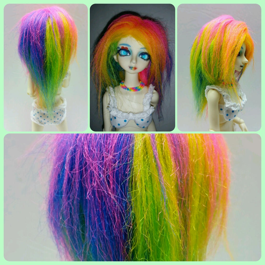 Rainbow explosion Doll wig