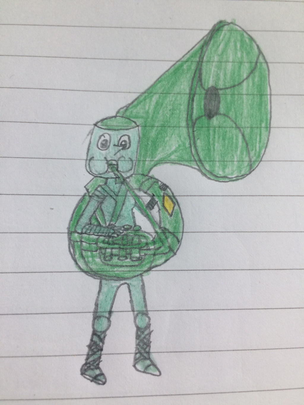 Green Emerald playing the Sousaphone