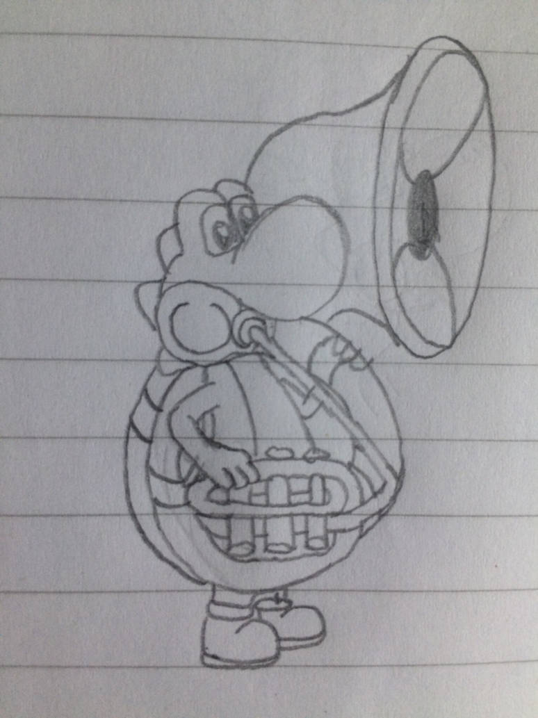 Yoshi Playing Instruments Yoshi playing the Sousaphone by puffedcheekedblower on DeviantArt