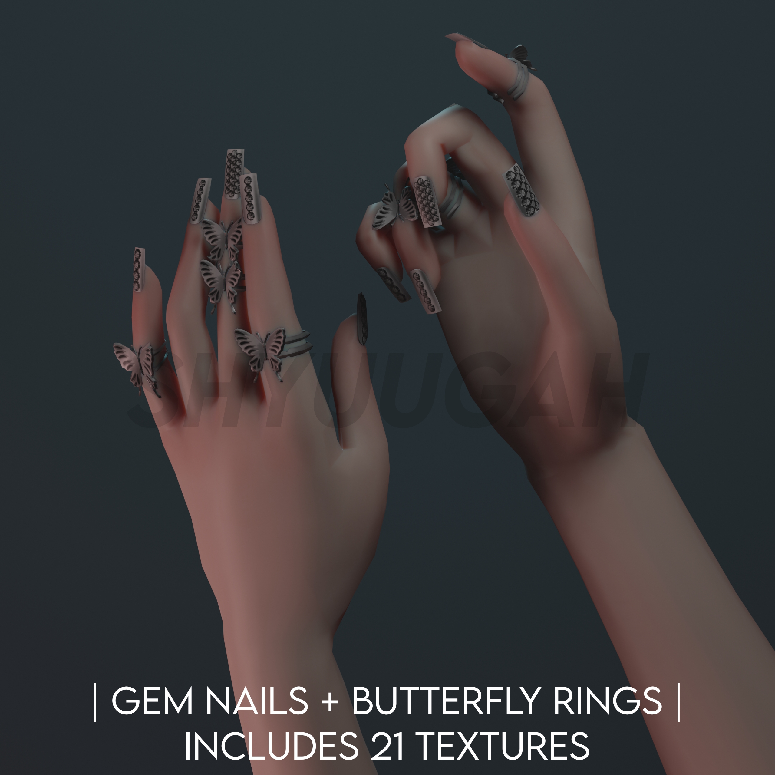 Mmd Nails MMD X Zepeto DL | Gem Nails + Butterfly Rings by Shyuugah on DeviantArt
