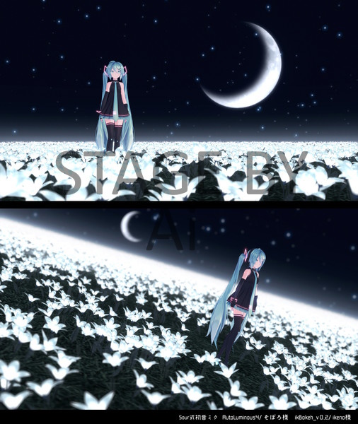 MMD Stage DL | White flower field - night by Shyuugah on DeviantArt