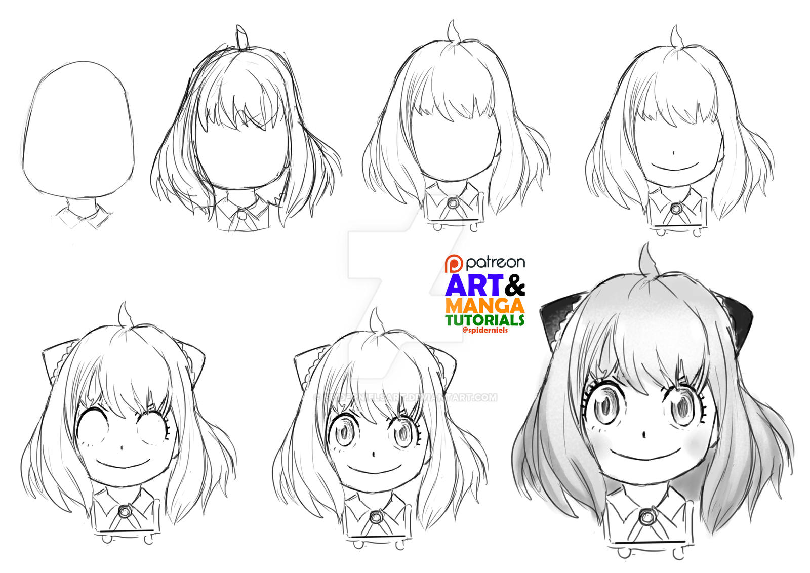 Anya from Spy X Family Quick Sketch Tutorial by spidernielsart on