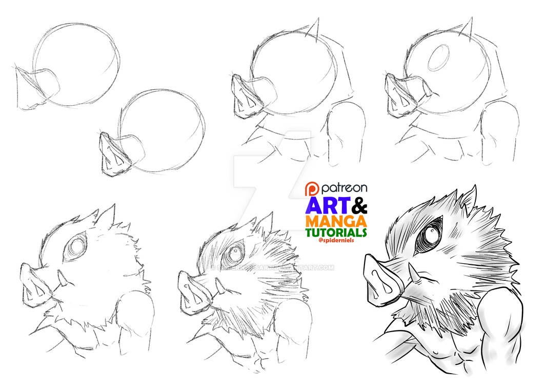 Semidraws Inosuke Inosuke Drawing Tutorial by spidernielsart on DeviantArt