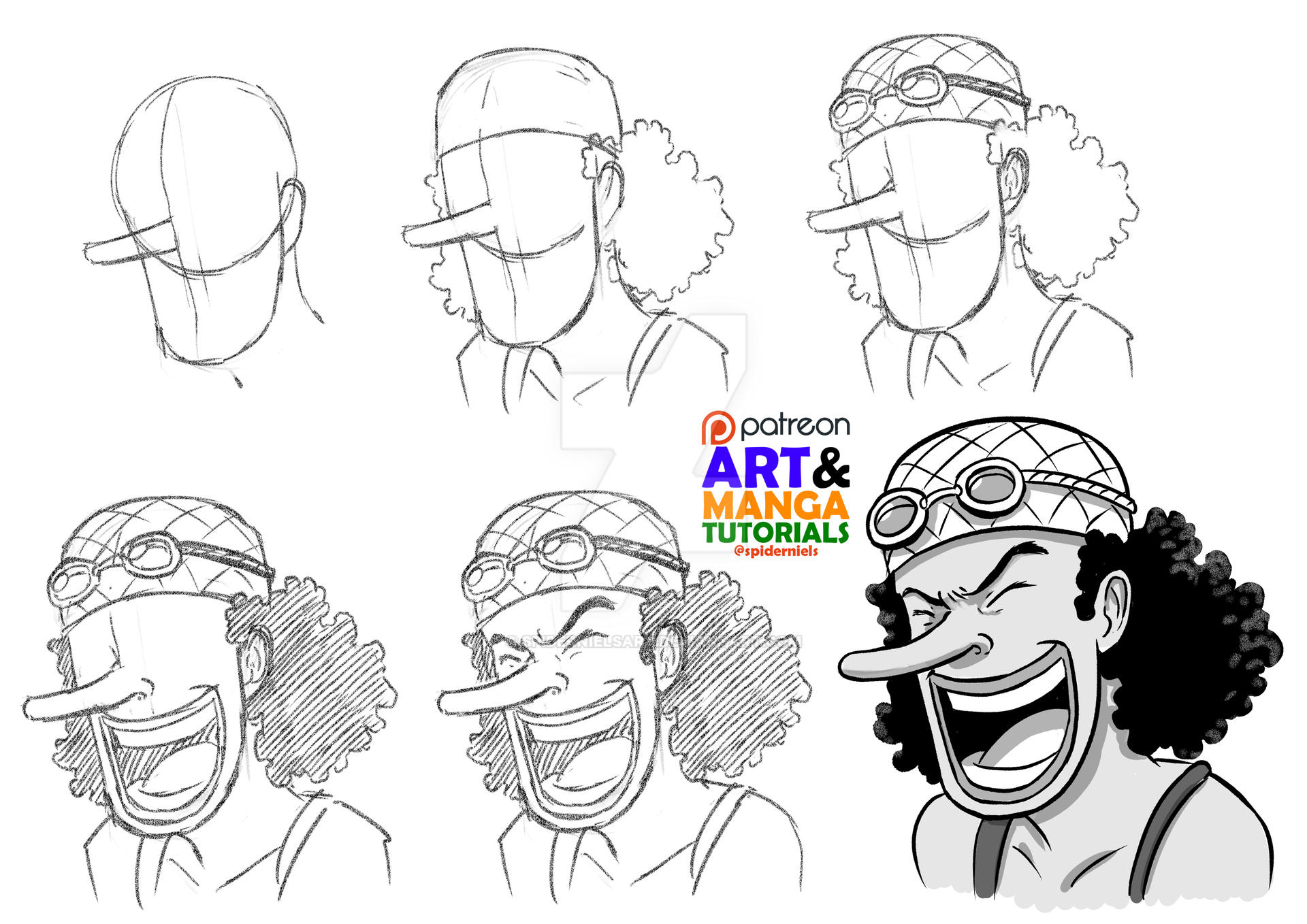 Usopp Drawing Tutorial By Spidernielsart On Deviantart