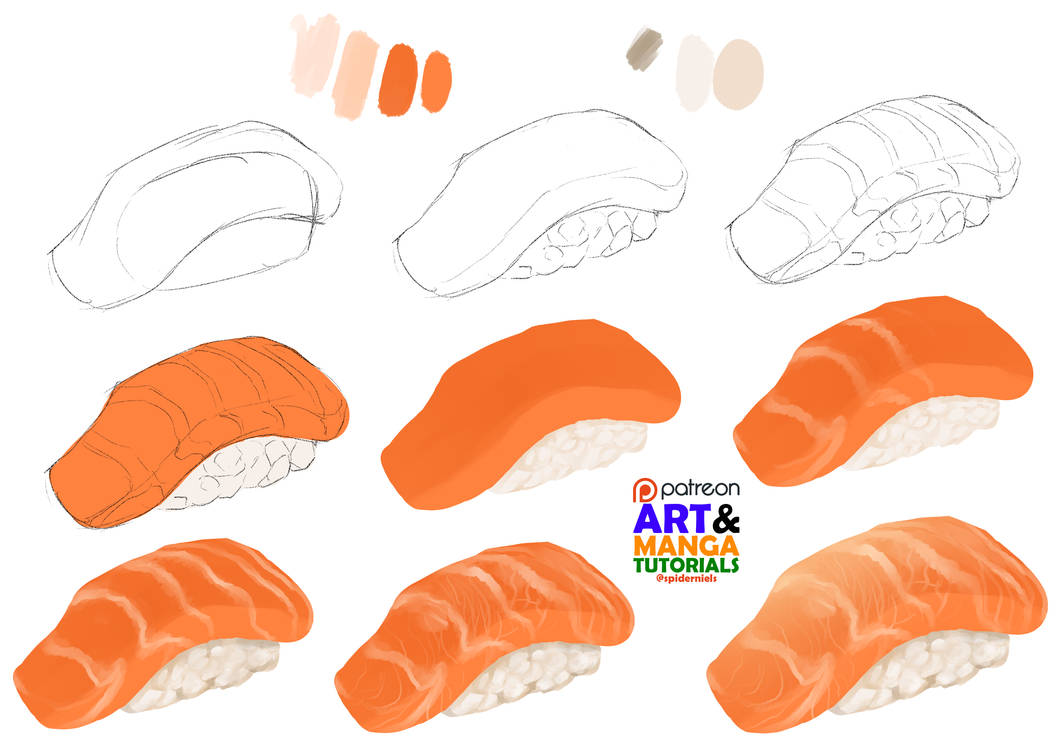 Sushi Coloring tutorial by spidernielsart on DeviantArt