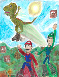 Mario, Luigi and Yoshi Jumping  by SonicClone
