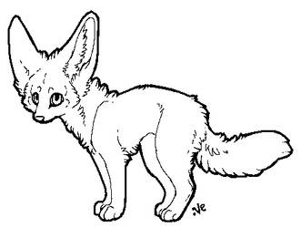 Fennec fox lineart by Velyra