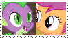 (Commission) Scootaloo X Spike Stamp by KittyJewelpet78