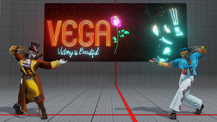 SFVCE stage The Grid with Vega neon Banner