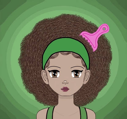 Afro Girl (with afro hair, headband and afro comb)