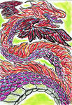 Oil Pastels: Winged Wyrm by kxeron