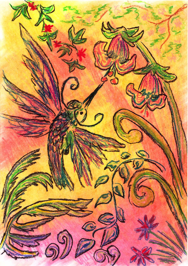 Oil Pastels: Hummingbird