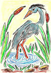 Oil Pastels: Heron by kxeron