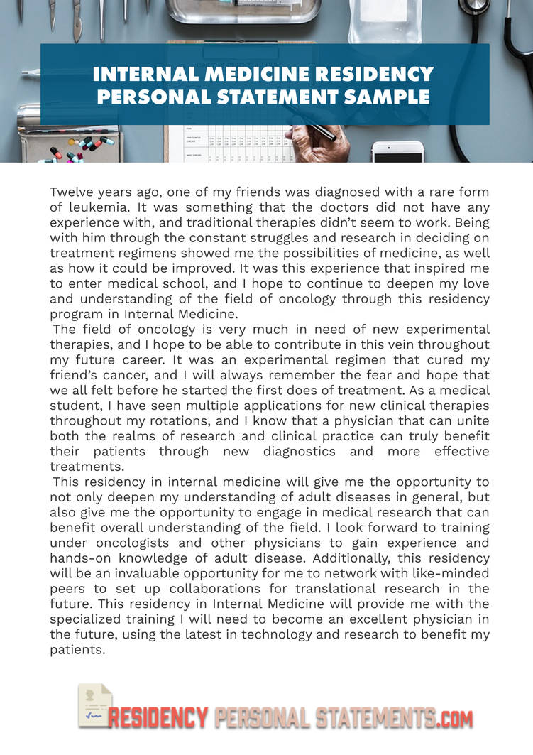 Residency Application Examples Internal Medicine Residency Personal Statement Sam by examplesamples84 ...