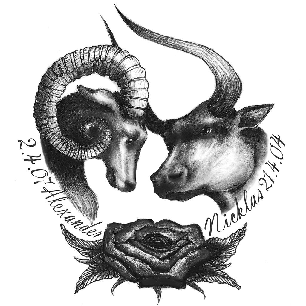 Tattoo design - Aries and Taurus.