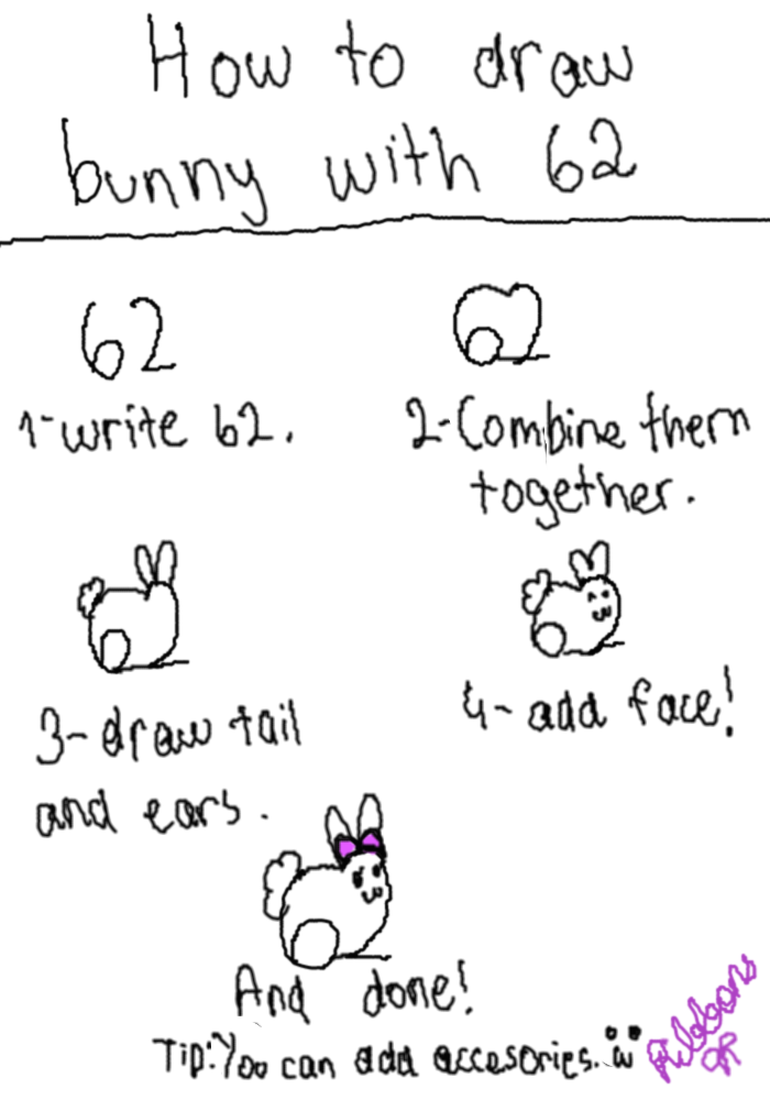 to draw rabbit with 62 by ribbonschan