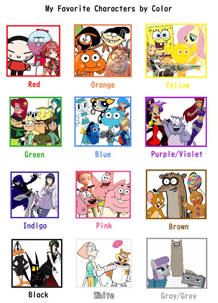 All Characters Color Sean's Favorite Characters by Color by SeanTheGem on DeviantArt