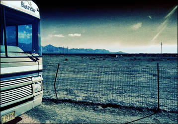 Tour bus in the the desert