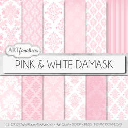 Pink and White Damask Display