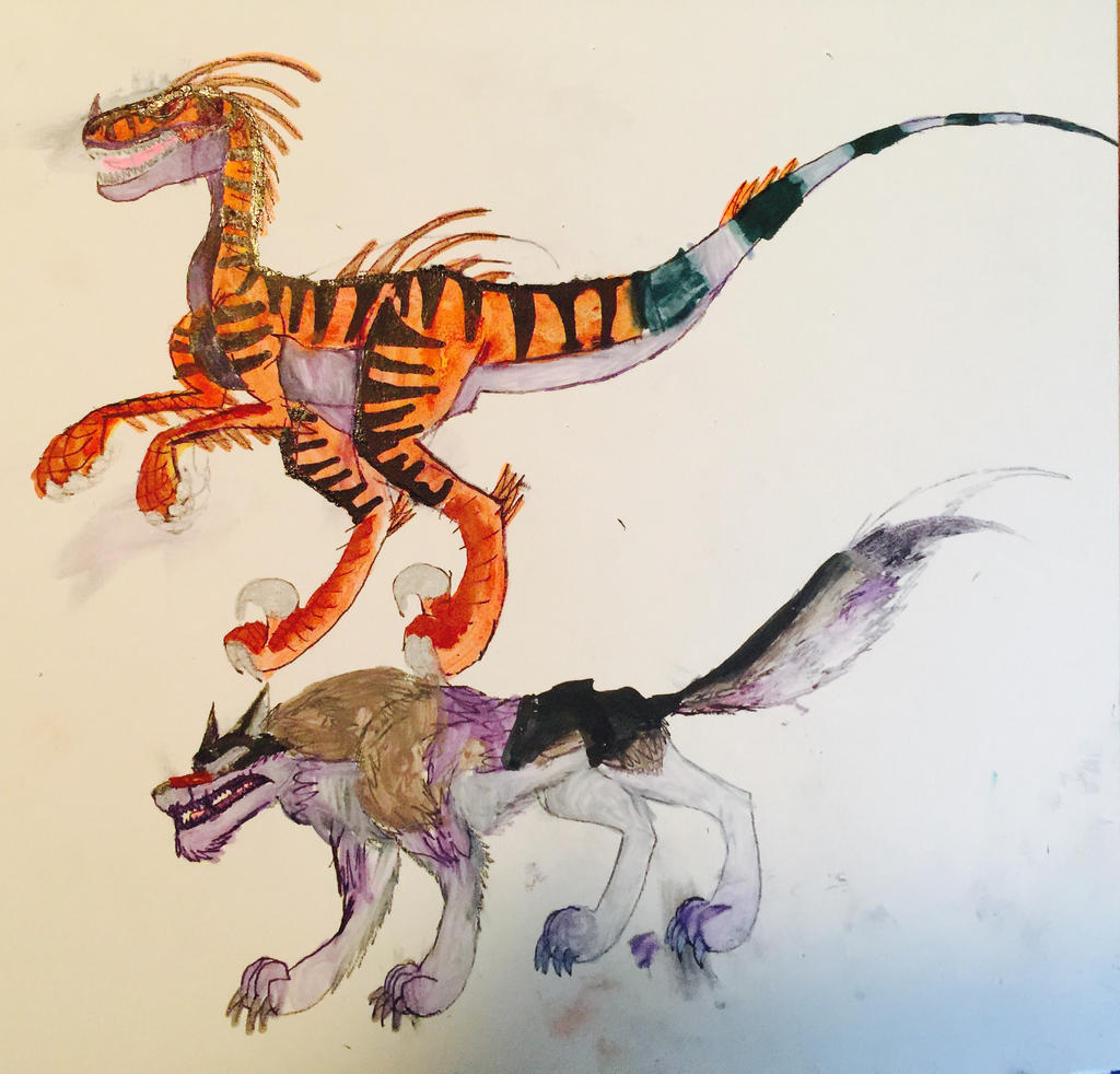 Wolf Raptor Raptor and Dire Wolf by masonthetrex on DeviantArt