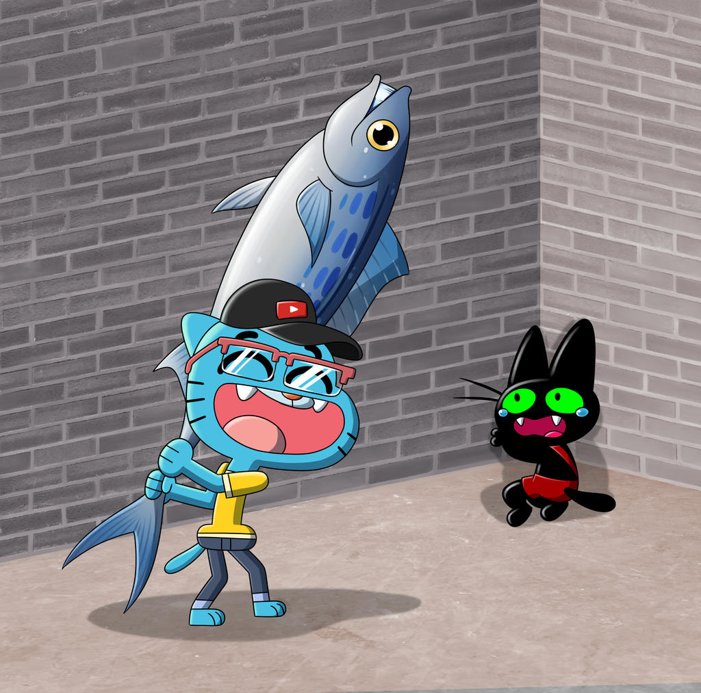 Commander Gumball hit Mao Mao with a fish by RadiumIven on DeviantArt