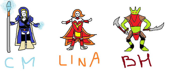 Crystal Maiden, Lina and Bounty Hunter