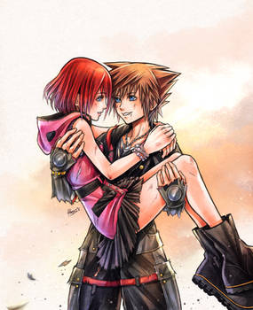 After the battle - Sora and Kairi
