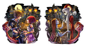 Sora and Kairi dancing in Halloween Town