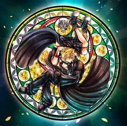 Cloud and Tifa Stained Glass Advent Children