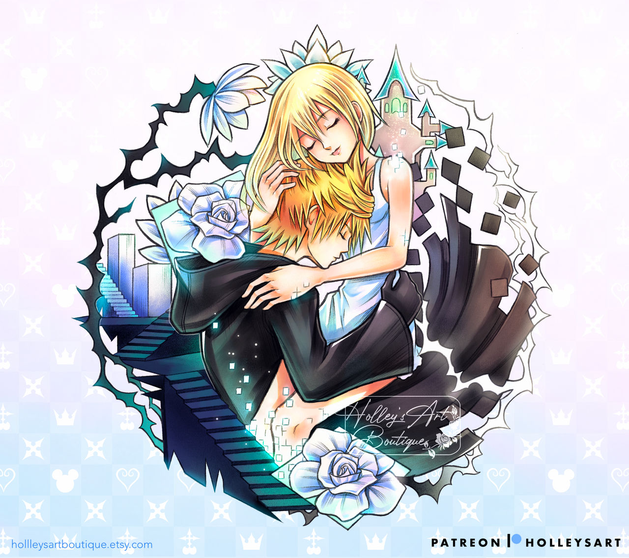 Namine Roxas Black Cloak Roxas and Namine Keychain Design by HolleysArt on DeviantArt