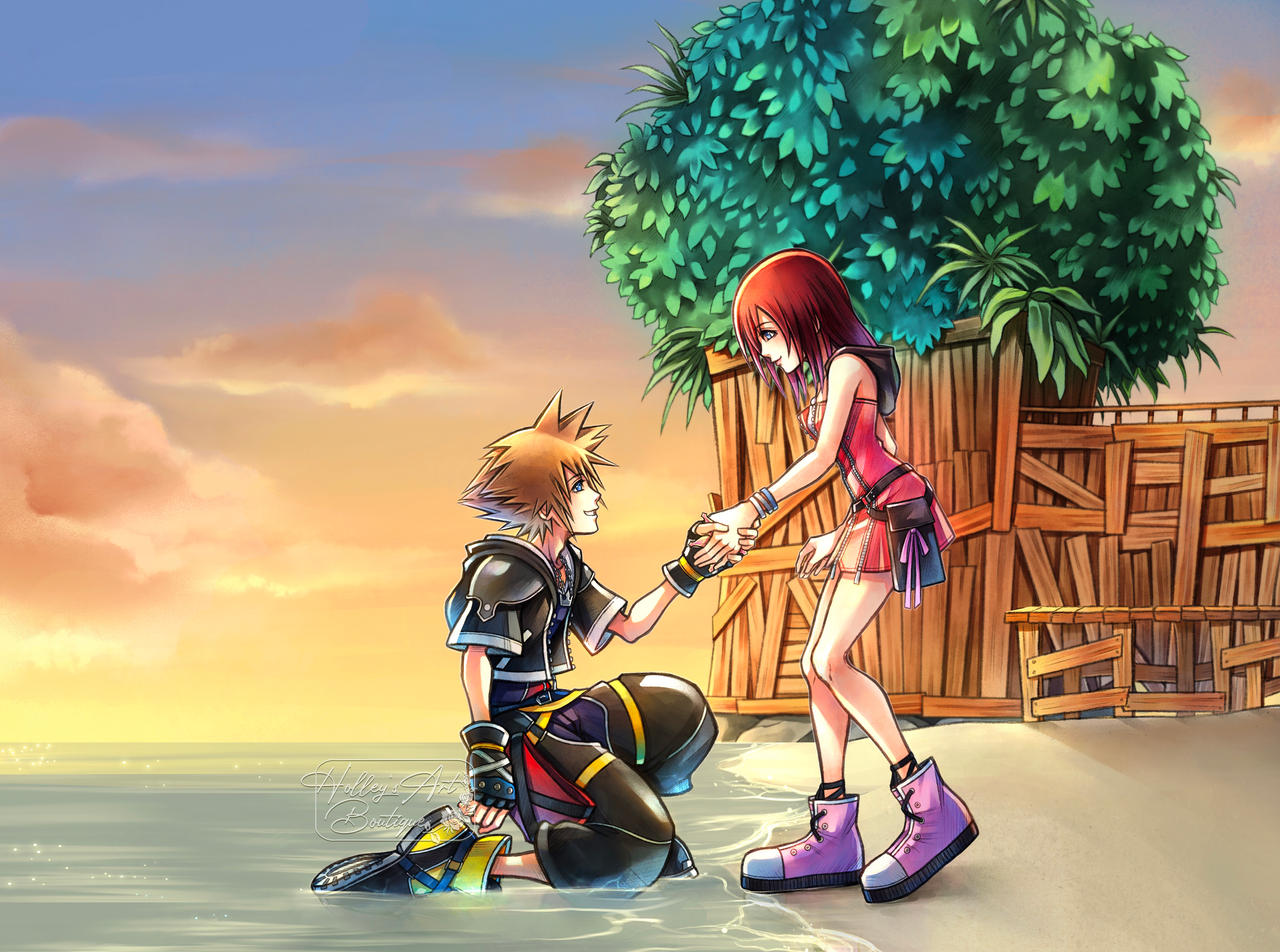 Kingdom Hearts 2 Ending Sora and Kairi by HolleysArt on DeviantArt