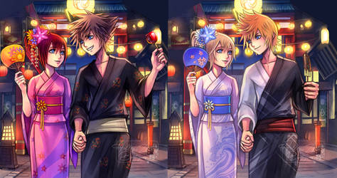 Yukata Sora Kairi Roxas Namine