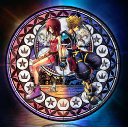 KH2 Sora and Kairi Stained Glass