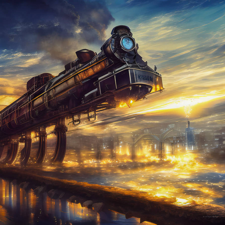AI Steampunk flying train by Chris-Reddinger on DeviantArt