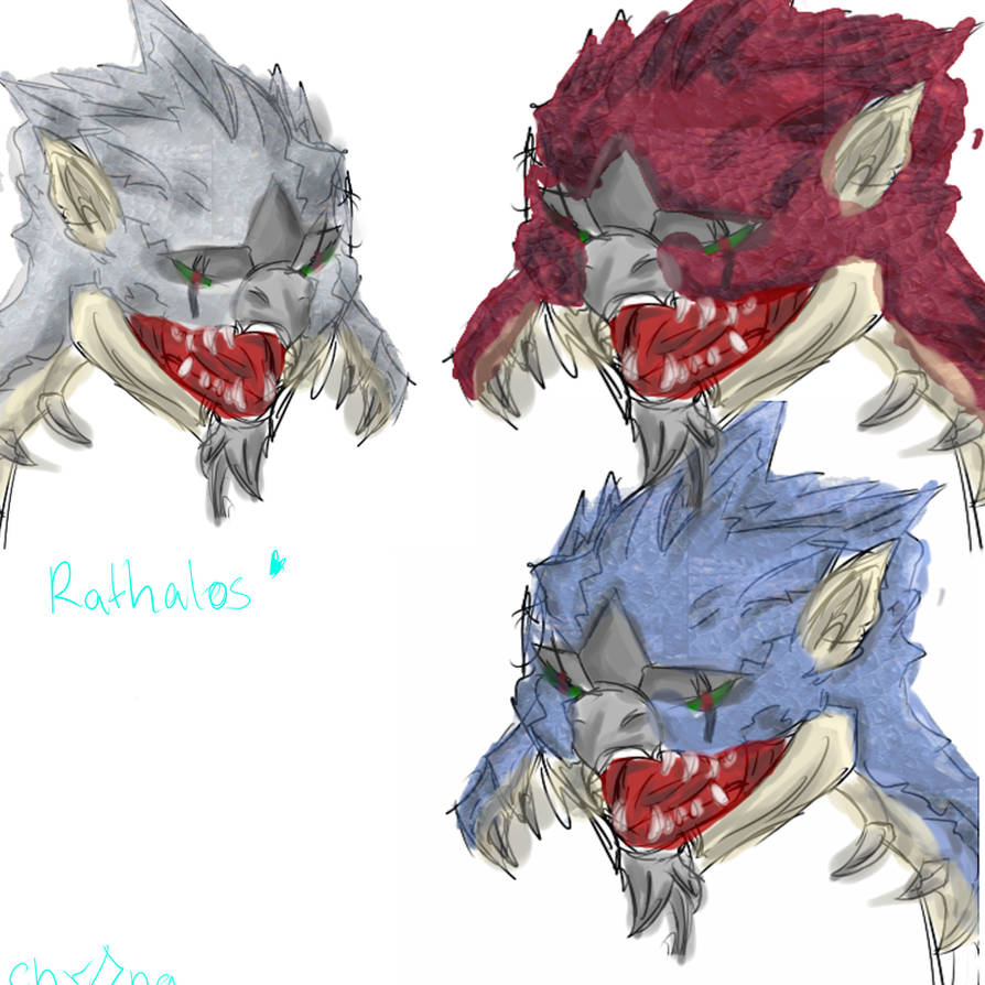 Rathalos Heads by WitchofRage on DeviantArt