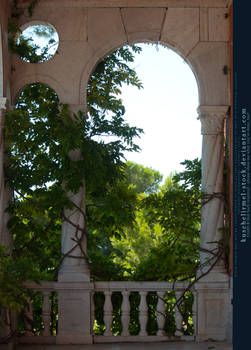 Marble Balcony with arch and plant II