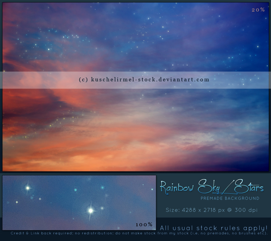 Rainbow Sky With Stars Premade