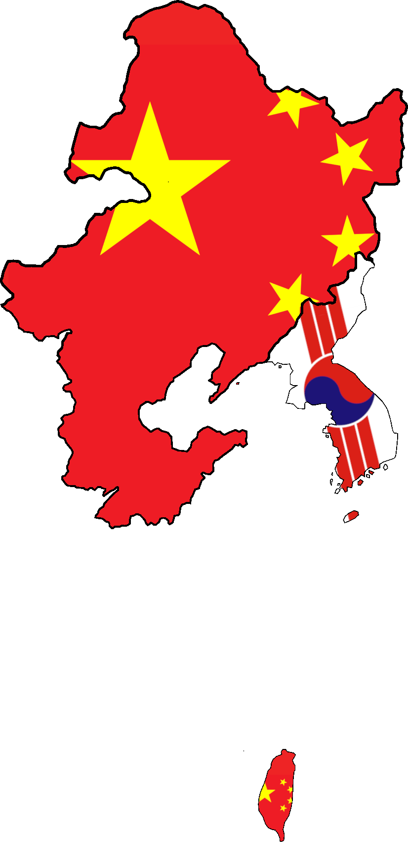 Flag Map of the PRC and PRK by RedJapan1924 on DeviantArt