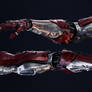 Two futuristic robotic arms