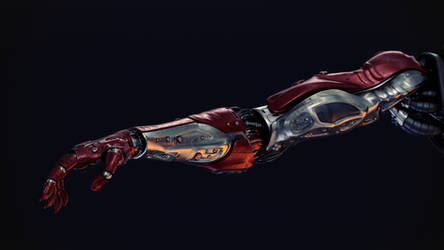 Red silver robotic arm