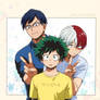 Iida and Deku and Shoto hanging out with Bella mha