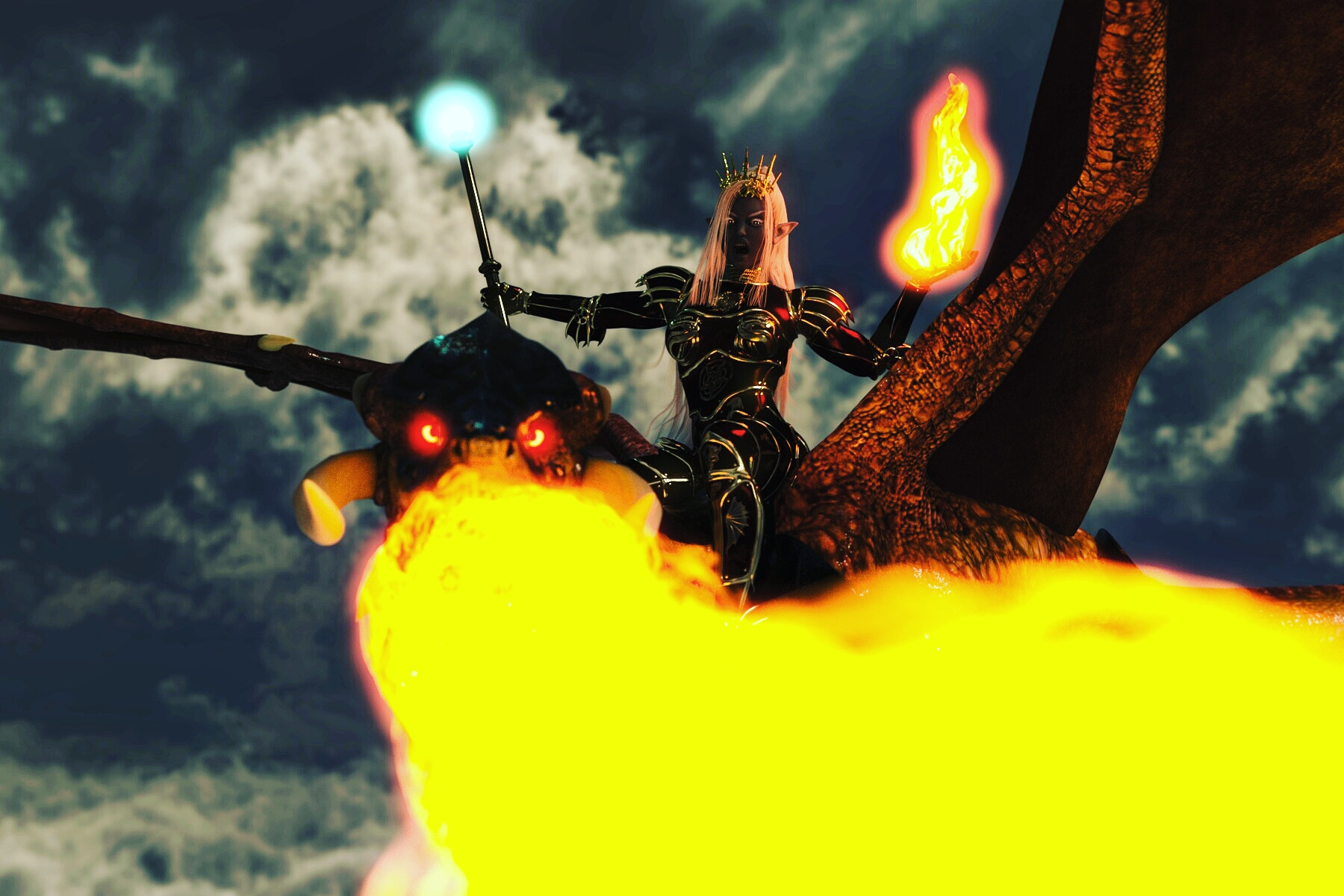 Shadow elf dragon rider