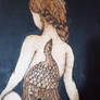 peson with back tattoo - pyrography