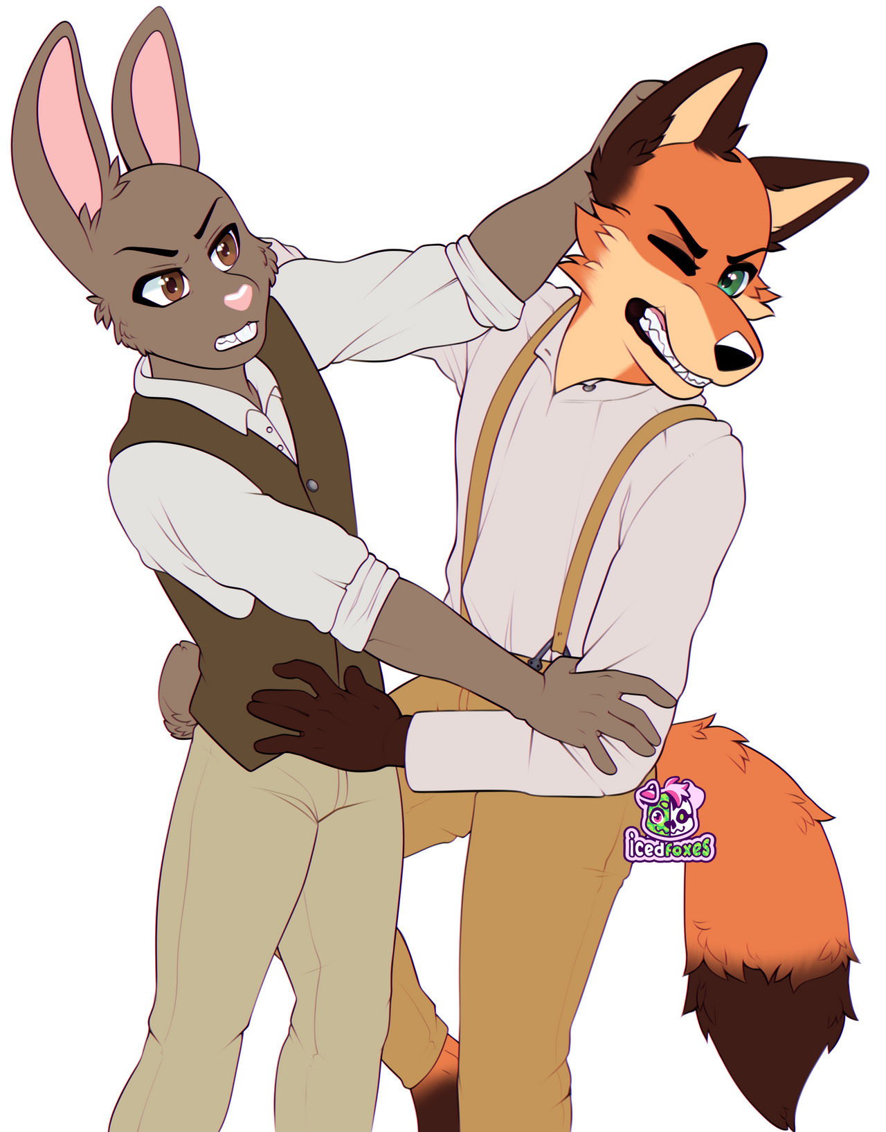 Fox X Rabbit Fox and Rabbit fight by xenowolf23 on DeviantArt