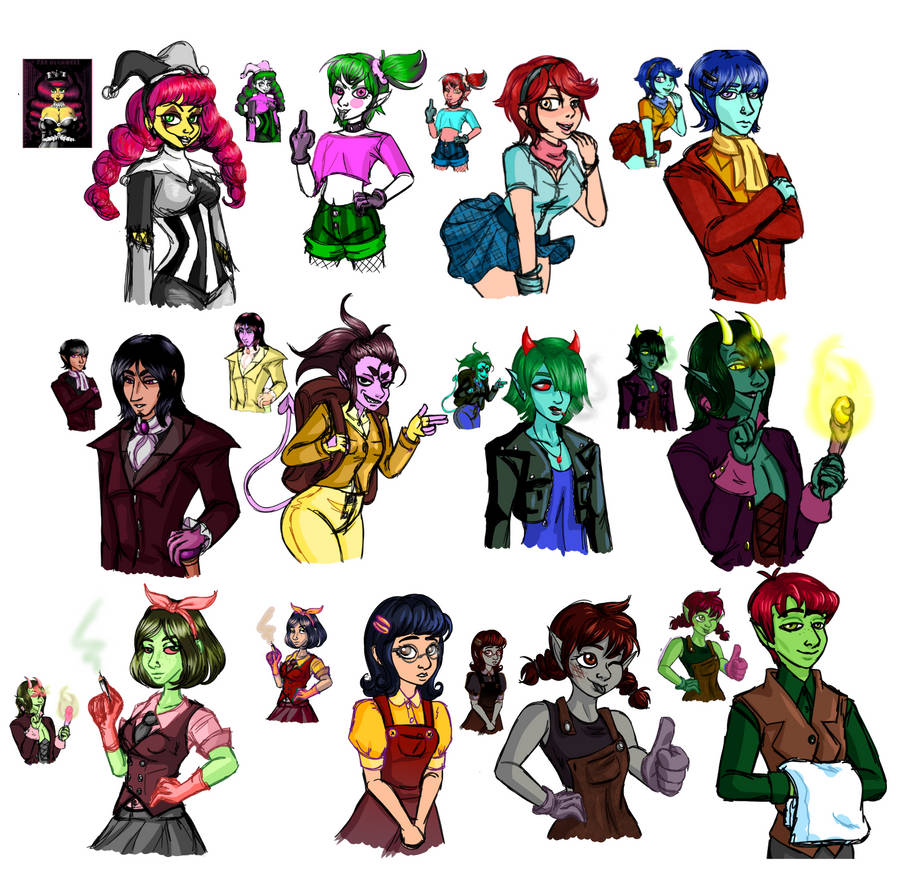 Character designs by ThanksToManx on DeviantArt