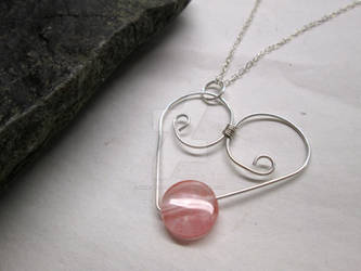 Silver Heart with Rose Quartz