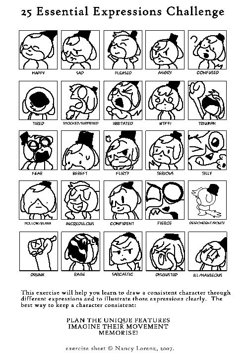 25 Essential Expressions Challenge by SlatchWorld2 on DeviantArt