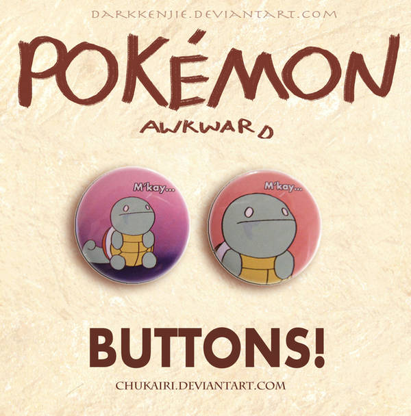 Pokemon Awkward- Squirtle Button Set by Morigalaxy