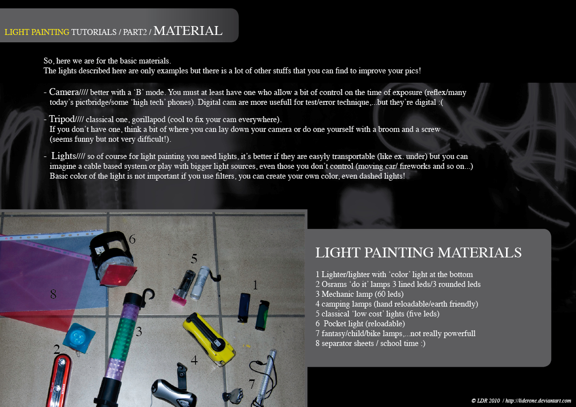 lightpainting materials